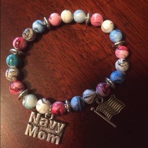 Navy Mom Charm Bracelet